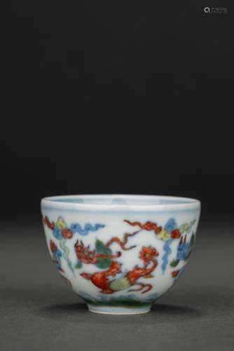 Chinese Doucai Glazed Porcelain Cup, Ming