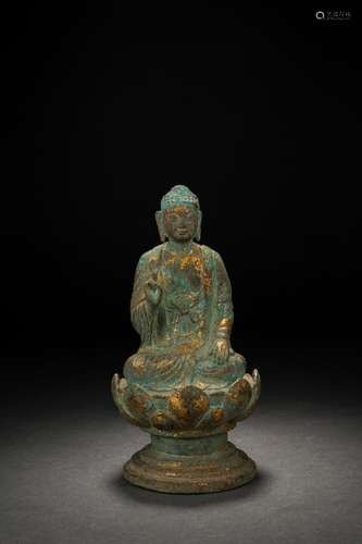 Chinese bronze gilded Buddha statue, Liao