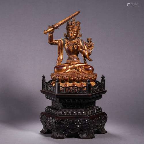 A Bronze-gilt Manjusri