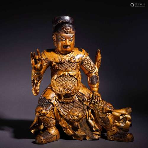 A Carved Rosewood Figure of Guandi