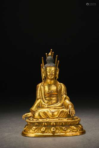 Chinese bronze gilded Buddha statue, Qing