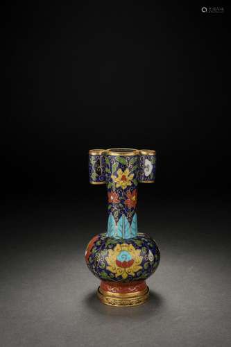 Chinese copper gilded cloisonne vase, Ming