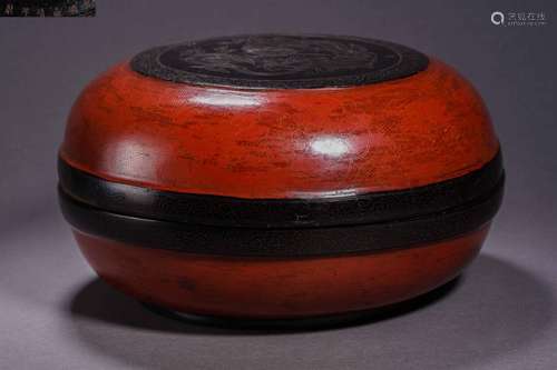 A Painted Lacquer Circular Box with Cover