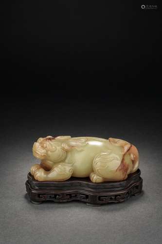 Chinese Hetian topaz animal ornaments, Qing