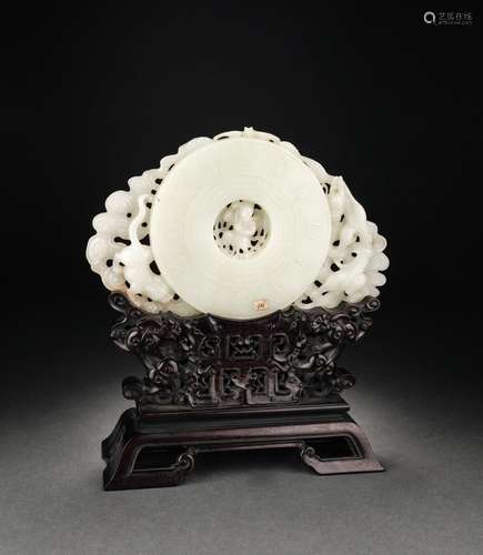 Chinese Hotan White Jade Carving Decoration, Qing