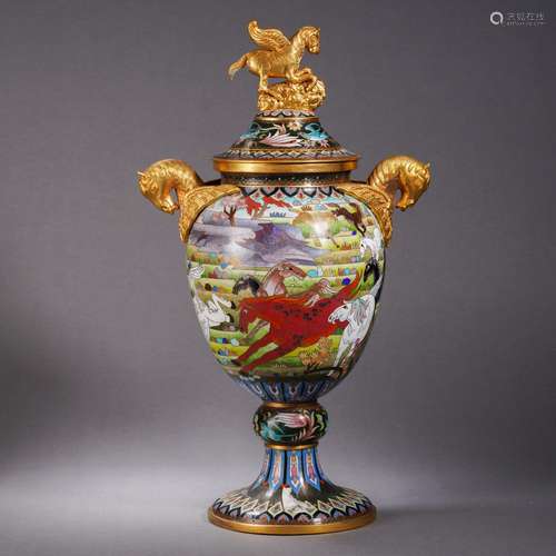 A Cloisonne Enamel Vessel with Cover