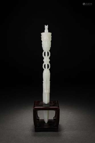 Chinese Hotan White Jade Carving Faqi