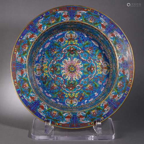 A Cloisonne Enamel Floral Scrolls Deep Dish