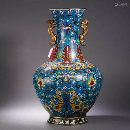 A Cloisonne Enamel Lotus Scrolls Vase