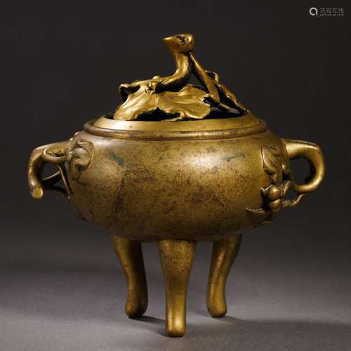 A Bronze-gilt Tripod Censer