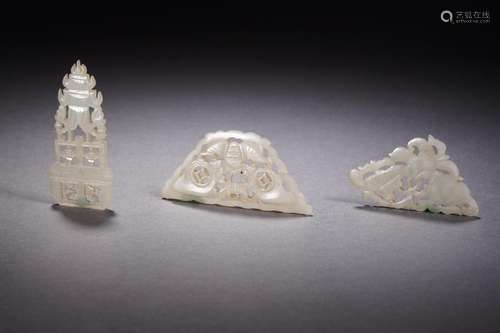 Three Carved Jade Ornamants