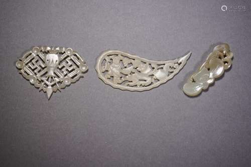 Three Carved Jade Ornamants