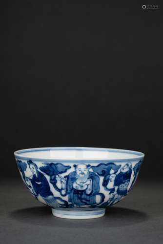 Chinese blue and white glazed porcelain bowl, 19th