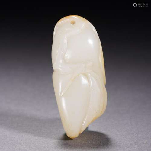 A Carved White Jade Pendant