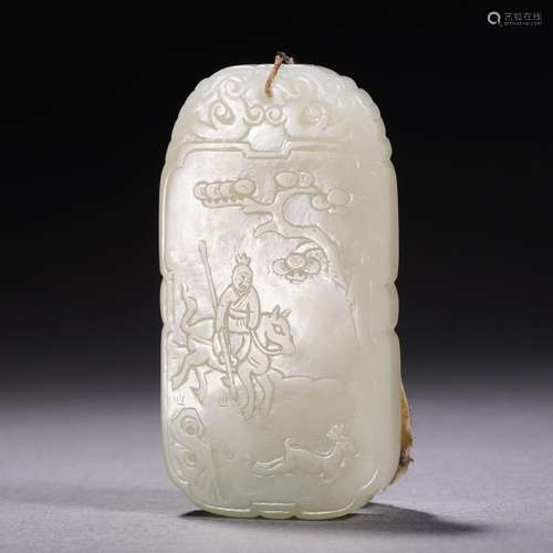 A Carved White Jade Plaque