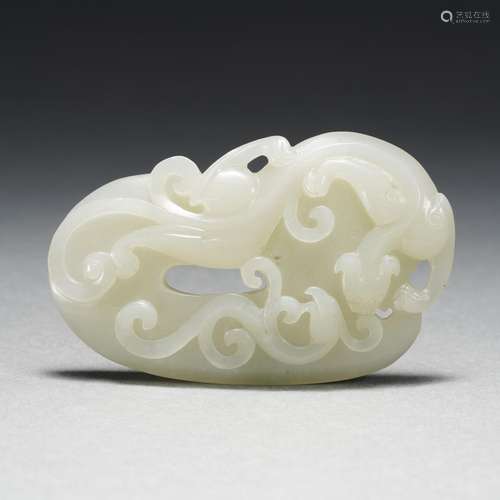 A Carved White Jade Phoenix