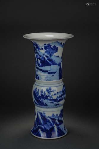 Chinese blue and white glazed porcelain vase, Qing