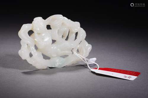 A Carved White Jade Apsaras