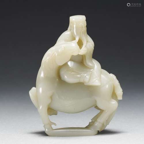 A Carved White Jade Figure on Horse