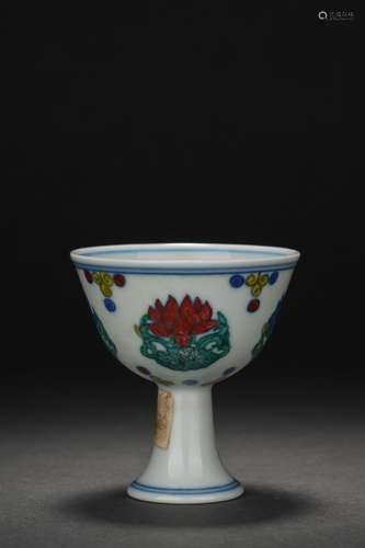 Chinese Doucai Glazed Porcelain Cup