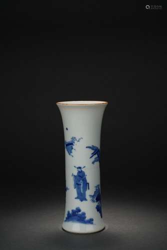 Chinese blue and white glazed porcelain vase, Qing Dynasty o...