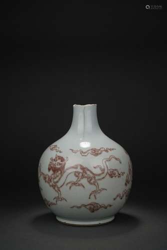 Chinese blue and white underglaze red porcelain vase