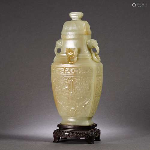 A Carved Jade Vase with Cover