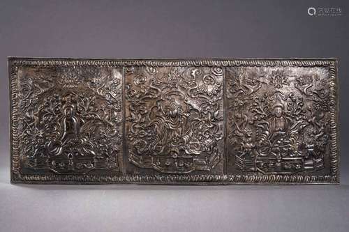 A Silver Buddhist Story Panel