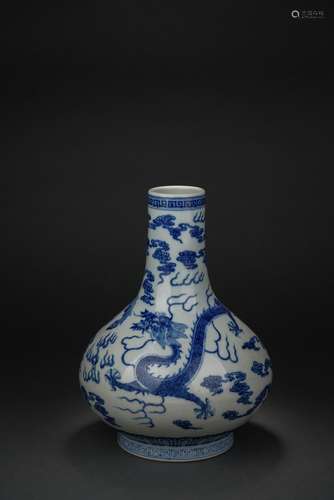 Ancient Chinese Blue and White Glazed Dragon Pattern Porcela...