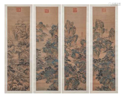 A Set of Chinese Paintings of Landscape