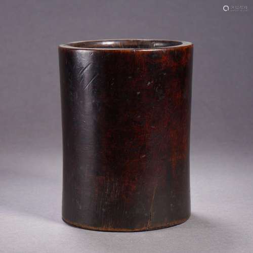 A Rosewood Cylindrical Brushpot