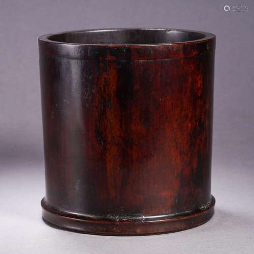 A Carved Aloeswood Cylindrical Brushpot