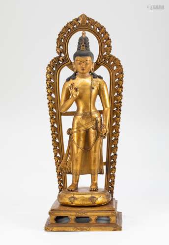 Ming Dynasty Bronze Gilded Mongolian Guanyin Statue