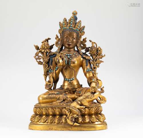 Qing Dynasty Bronze Gilded Gold Mother Statue