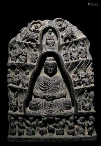 Gandhara schist Buddha plaque