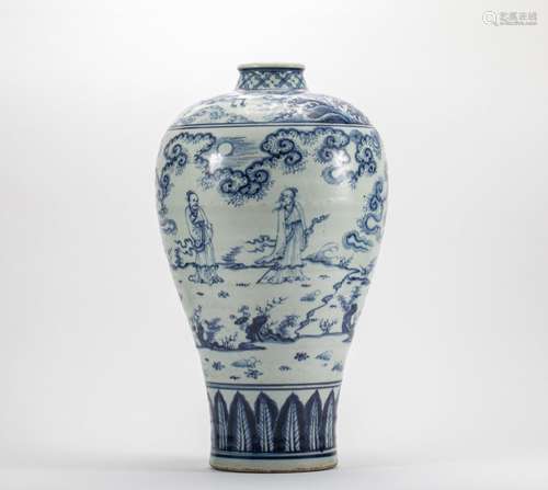 Ming Dynasty Blue and White Figure Plum Vase