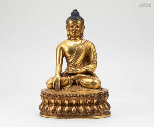 Ming Dynasty Gilded Buddha Statue of Shakyamuni