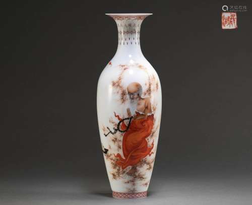 Arhat Appreciation Bottle in Red Clothes by Wang Bu of the R...