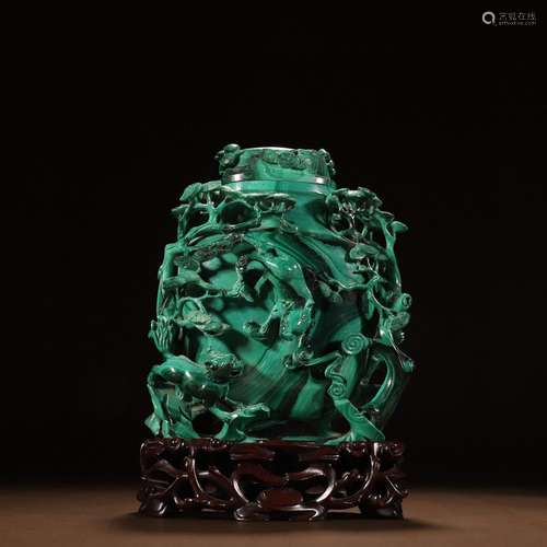 Qing Dynasty Malachite Bottle