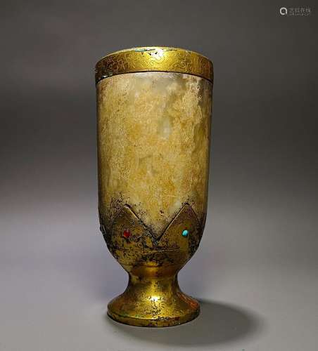 Ming Dynasty Gold Inlaid Jade Cup