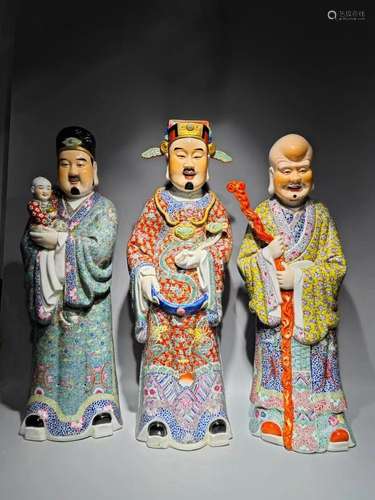 Qing Dynasty Pink Three Star Characters