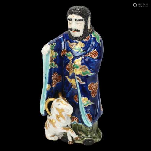 Japanese porcelain standing figure with goat, height 30cm