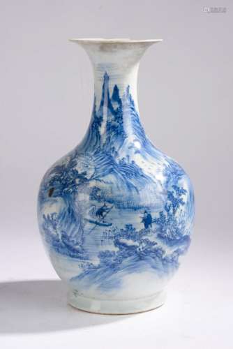 CHINE - XIXe siècle.<br />
Vase de forme balustre à col évas...