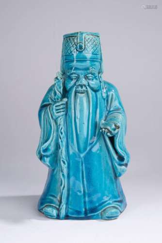 CHINE - Vers 1900.<br />
Statuette de Shoulao debout en porc...