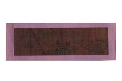 Wang Shimin's landscape painting silk mirror heart