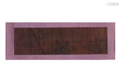 Wang Shimin's landscape painting silk mirror heart