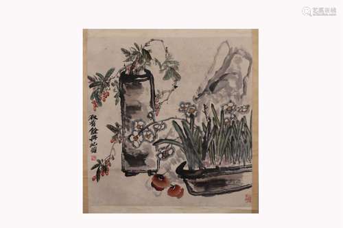 Zhu QizhanQing offering flower picture mirror heart