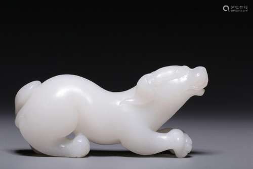 Hetian Sheep Fat White Jade Dog (Wangcai)