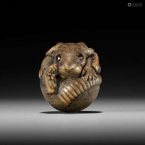 【†】 KINSUI: A CONTEMPORARY WOOD NETSUKE OF A COILED RAT