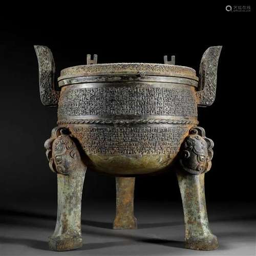 A Chinese Bronze Wine Vessel Ding